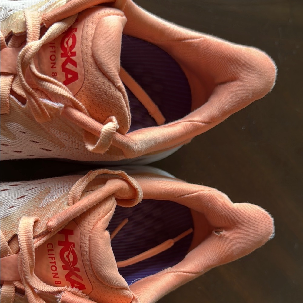 Hoka Orange and White Athletic Shoes with Breathable Mesh - Picture 6 of 6